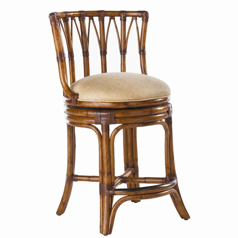 Tommy Bahama Home Island Estate 263495650 Quick Ship South Beach Rattan Swivel Counter Stool